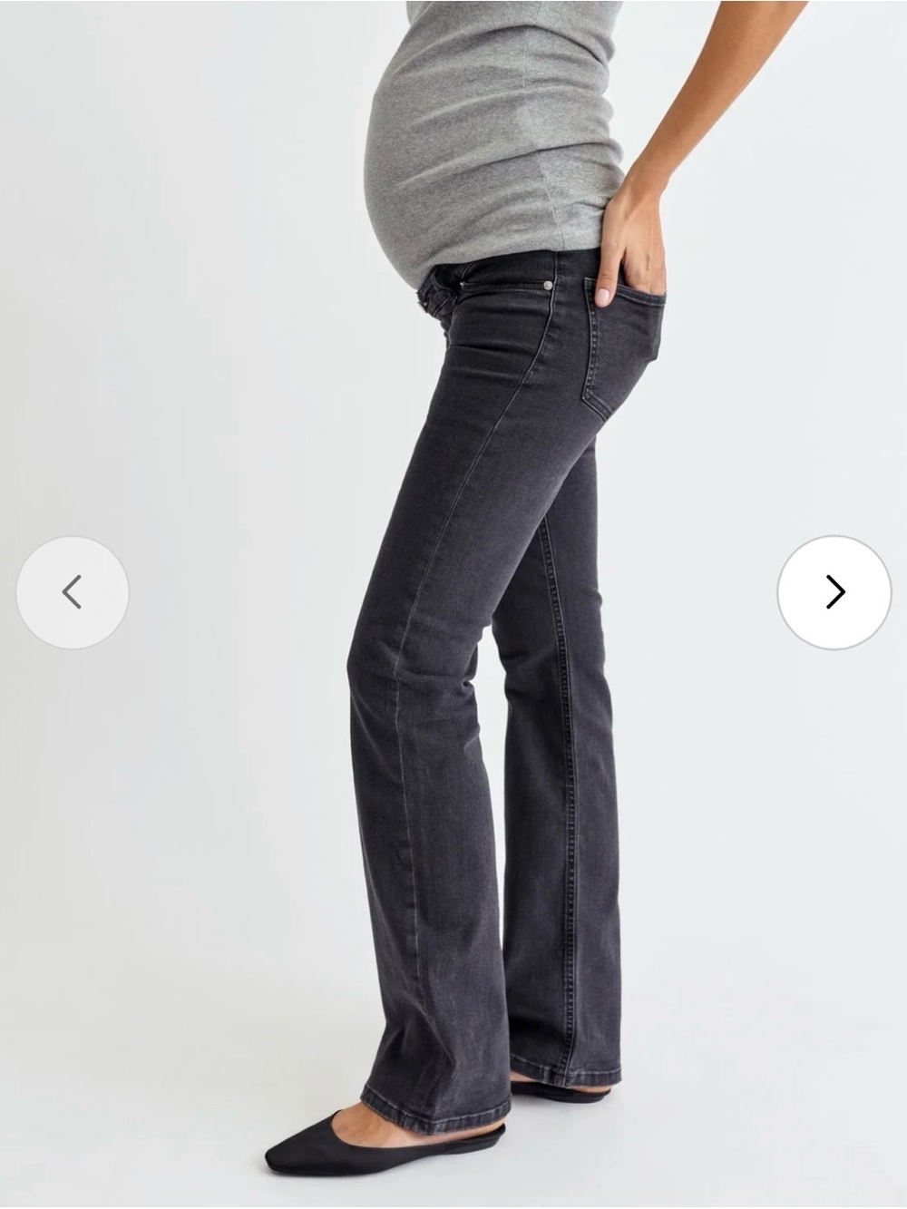 Maternity Wide-Leg Jeans in Washed Black